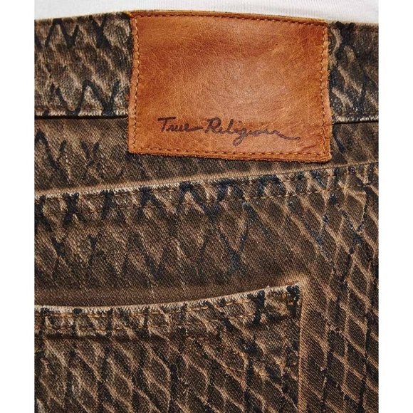 $350 TRUE RELIGION JEANS  Halle MOJAVE Lonestar SNAKESKIN Brown SLIM Skinny 25 - Picture 3 of 4